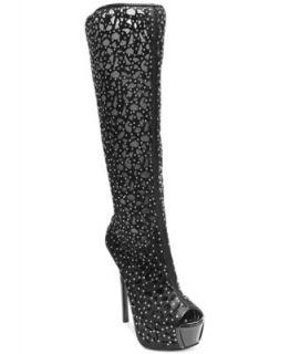 Nine West Cameron Silver Bam Over The Knee Dress Boots   Shoes