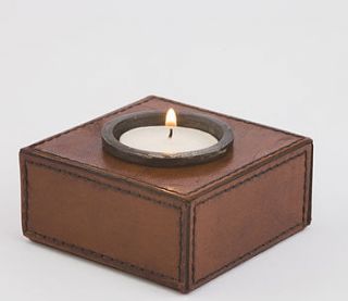 leather tea light holder by life of riley