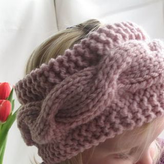 handknit cable head band by yummy art and craft