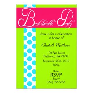 Pink and Green Dots Bachelorette Party Invitation