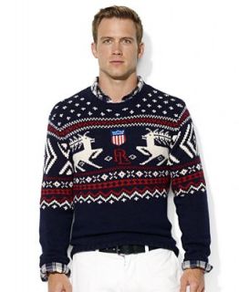 Polo Ralph Lauren Sweater, Crew Neck Intarsia Knit Cashmere Blend Reindeer Sweater   Sweaters   Men