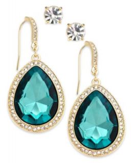INC International Concepts Gold Tone Red Teardrop and Pave Chandelier Earrings   Fashion Jewelry   Jewelry & Watches