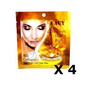 FACY 4 ELEMENTS GOLD 4XPEARL SILK COLLAGEN WHITE BRIGHT GOLD TISSUE MASK   FACIAL CARE Health & Personal Care