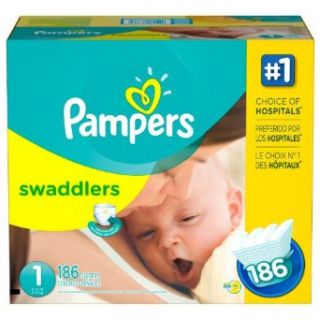 Pampers Swaddlers Diapers, Size 1 (8 14 lbs.), 186 ct. Clothing
