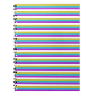 Gold, Teal, White, and Purple Horizontal Stripes Notebooks