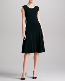 Donna Karan Dropped Waist Fit & Flare Dress, Black