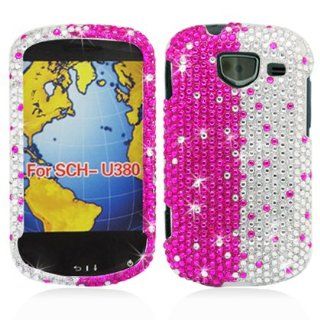 Aimo SAMU380PCLDI185 Dazzling Diamond Bling Case for Samsung Brightside U380   Retail Packaging   Pink/White Cell Phones & Accessories