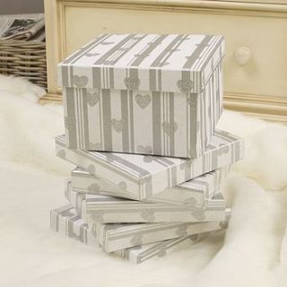 set of six silver heart small gift boxes by dibor