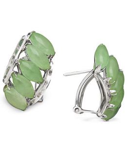 Sterling Silver Earrings, Jade Cluster Omega Earrings   Earrings   Jewelry & Watches