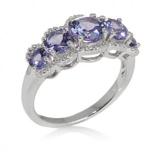 1.25ct Tanzanite Sterling Silver 5 Stone Ring