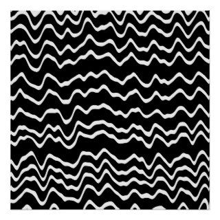 Black and White Wave Pattern. Posters