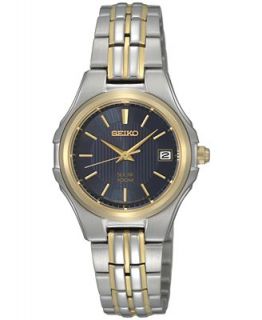 Seiko Watch, Womens Solar Two Tone Stainless Steel Bracelet 28mm SUT040   Watches   Jewelry & Watches