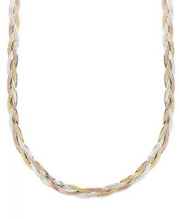 Giani Bernini Tri Tone Necklace, Sterling Silver, 24k Gold and 18k Rose Gold over Sterling Silver Braid Necklace   Necklaces   Jewelry & Watches