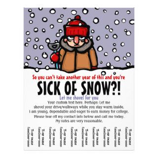 Sick of Snow shoveling plowing tear sheet flyer