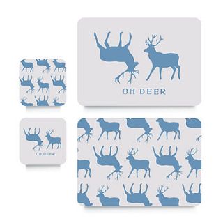 blue stag coaster or placemat by rawxclusive