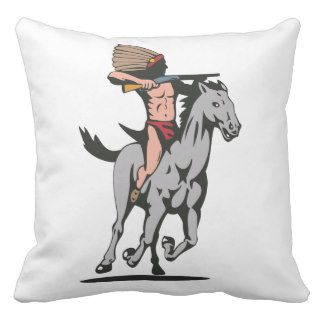 Native American Indian Riding Horse Pillows