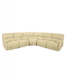 Nina Leather Reclining Sectional Sofa, 3 Piece Power Recliner (2 Loveseats and Wedge) 121W X 121D X 40H   Furniture