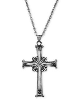 Sterling Silver Necklace, 20 Antiqued Cross Rope Chain Pendant   Necklaces   Jewelry & Watches