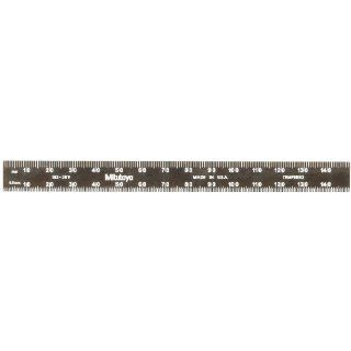 Mitutoyo 182 209, Steel Rule, 150mm ( 1mm, 0.5mm, 1mm, 0.5mm), 1/64" Thick X 12mm Wide, Black Chrome Finish Tempered Stainless Steel Construction Rulers