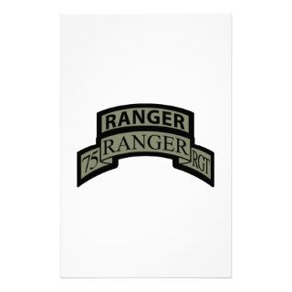 75th Ranger Regt Scroll, Ranger Tab, ACU Stationery Paper