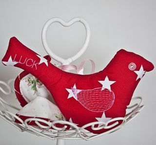 personalised fabric hanging bird decoration by 2 green monkeys