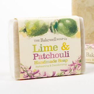 lime and patchouli antiseptic natural soap by the bakewell soap company