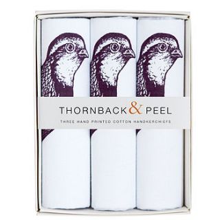 box of three partridge hankies by thornback & peel