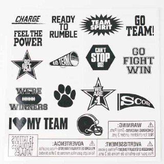 Cheer Themed Spirit Black Temporary Tattoos   Easy to Customize with Face Paint in Your School Colors 12 Packages of 15 Each for 180 Total Tattoos   Childrens Temporary Tattoos