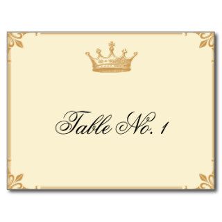 Crown Regency in Gold and Ivory Table Number Post Cards