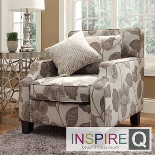 Inspire Q Harrison Floral Poppy Style Fabric Sloped Track Arm Chair INSPIRE Q Chairs