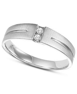 Mens Sterling Silver Ring, Diamond Accent Wedding Band   Rings   Jewelry & Watches