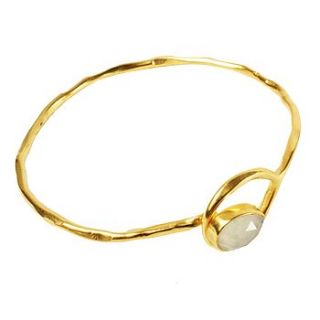 gold gem bangle with moonstone by flora bee