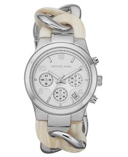 Michael Kors Womens Chronograph Runway Twist Alabaster Acetate and Silver Tone Stainless Steel Bracelet Watch 38mm MK4263   Watches   Jewelry & Watches