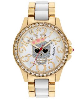 Betsey Johnson Watch, Womens White Acetate and Gold Tone Bracelet 40mm BJ00246 05   Watches   Jewelry & Watches