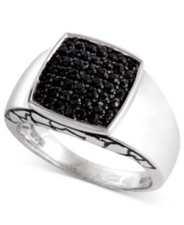 Mens Sterling Silver Ring, Black Sapphire Square (2 ct. t.w.)   Rings   Jewelry & Watches