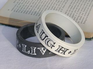 'live, love, laugh' bangle by know your onions
