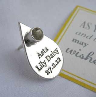 personalised teardrop birthday candle holder by neatly does it silver