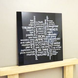 personalised typographic kitchen splashback by more than words 'typographic art'