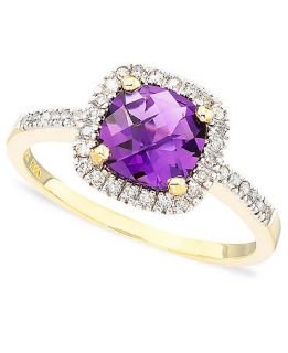 10k Gold Cushion Cut Amethyst (1 ct. t.w.) & Diamond Ring (1/10 ct. t.w.)   Rings   Jewelry & Watches