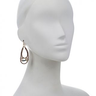 Studio Barse Bronze Gemstone Beaded Leather Hoop Drop Earrings