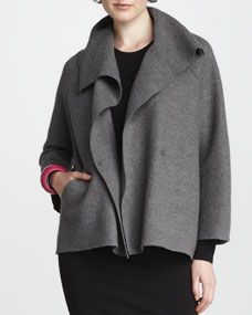 Eileen Fisher Wool Shawl Coat, Womens