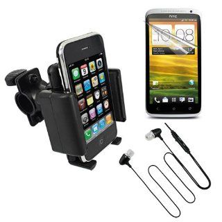 HTC One X T Mobile accessories  include Clear Screen Guard Protector + Universal Bicycle Handlebar Mount Holder + In ear Earphone headphone w/mic by Skque Cell Phones & Accessories