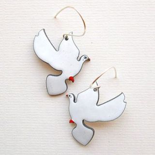 dove earrings in enamel by saba jewellery