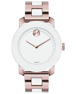 Movado Unisex Swiss Bold White TR90 and Rose Gold Ion Plated Stainless Steel Bracelet Watch 36mm 3600164   Watches   Jewelry & Watches