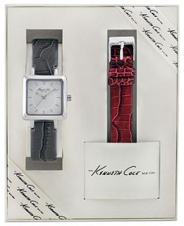 Kenneth Cole New York Watch Set, Womens Interchangeable Gray and Red Leather Straps 22mm KC6063   Watches   Jewelry & Watches
