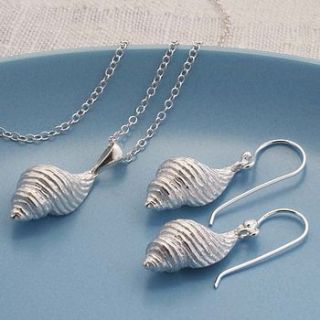 silver spiral shell necklace and earrings set by martha jackson