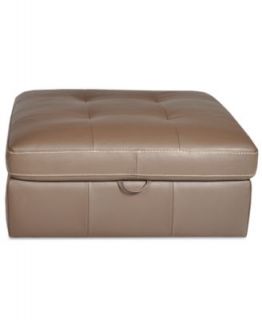 Damon Leather Ottoman, Storage 48W x 36D x 17H   Furniture