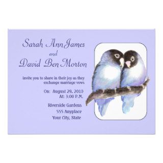 Blue  Lovebirds Wedding Invite