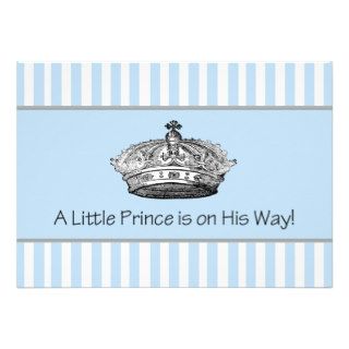 Prince Crown Blue White Baby Boy Shower Invite