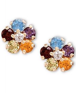 10k Gold Multigemstone & Diamond Accent Earrings   Earrings   Jewelry & Watches